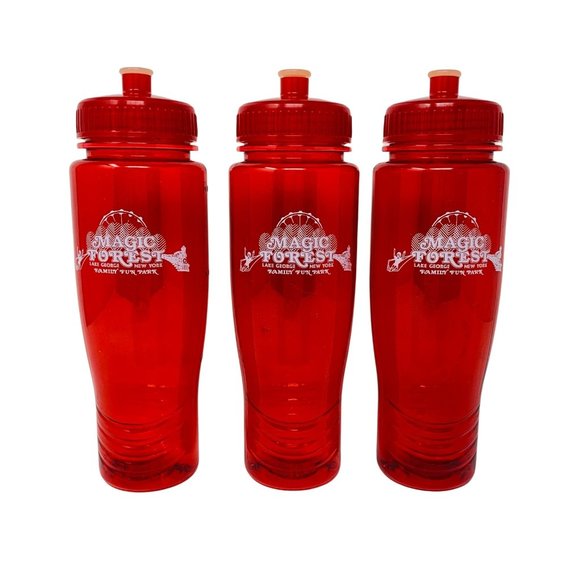 Magic Forest Lake George NY Amusement Park Red Plastic Water Bottle 24 oz